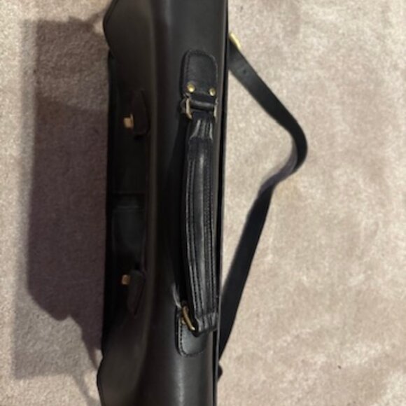 Large Black Vintage Leather Coach Briefcase Made in the US with Gold Closures - Picture 7 of 12